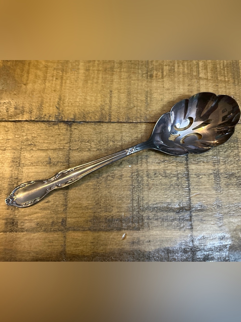 F.B. Rogers Vintage Silver Slotted Serving Spoon Extra Plate